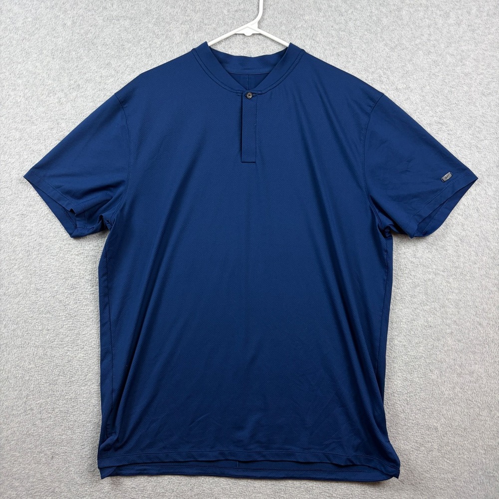 Nike Tiger Woods Polo Shirt Mens Large Blue Vapor Blade Collar Dri Fit Golf